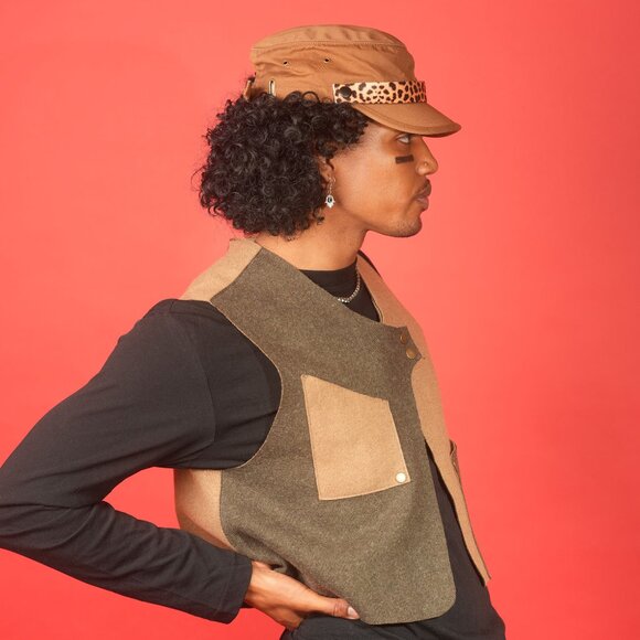 Upcycled Wool Vest by SPARK + REBEL, Unique, Unisex, Japanese-Inspired, One Size - Picture 1 of 11